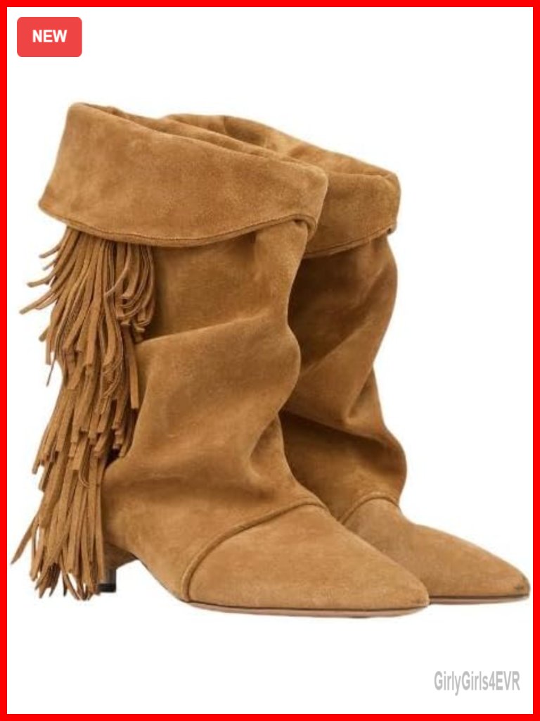 Slouchy Suede Ankle Boots Kitten Heel Pointed Toe Fold Over Booties
